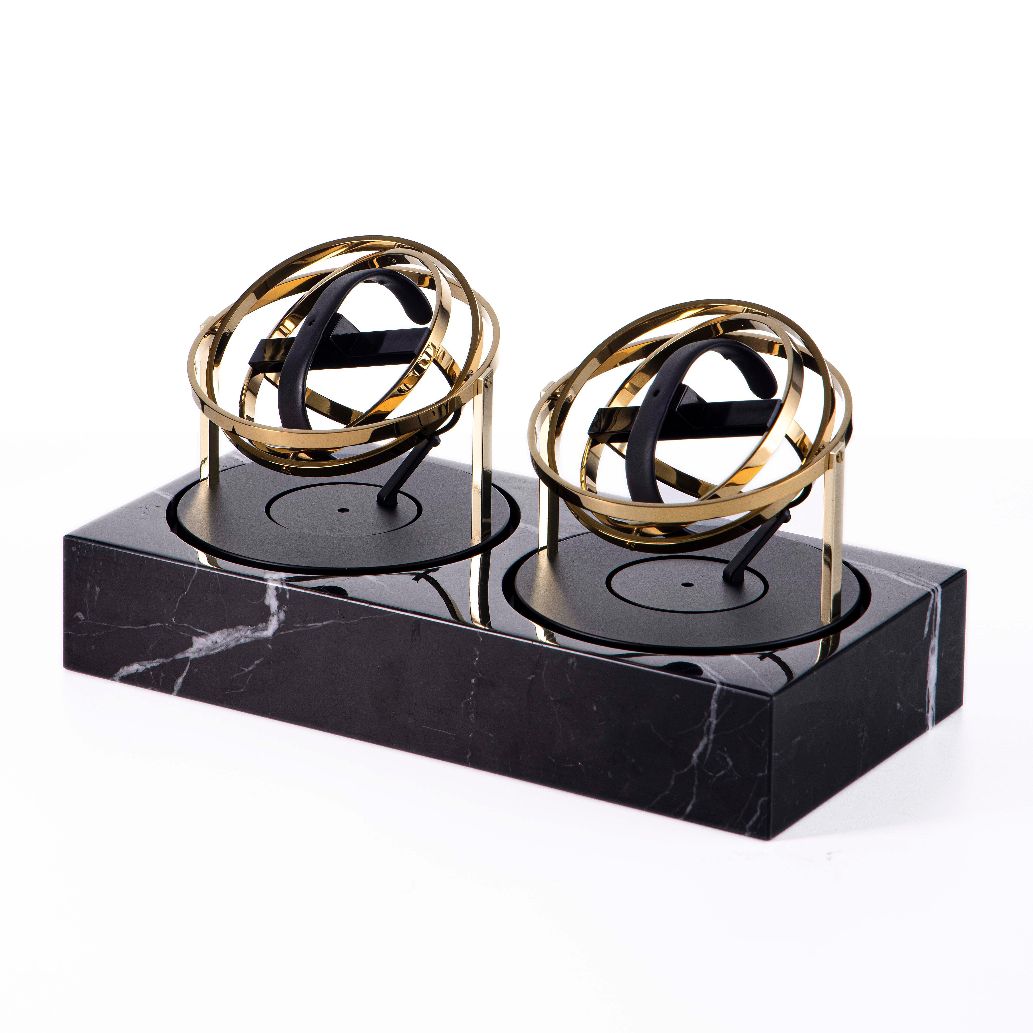 Double Watch Winder - Astronomia X1 Gold - Black Marble Edition