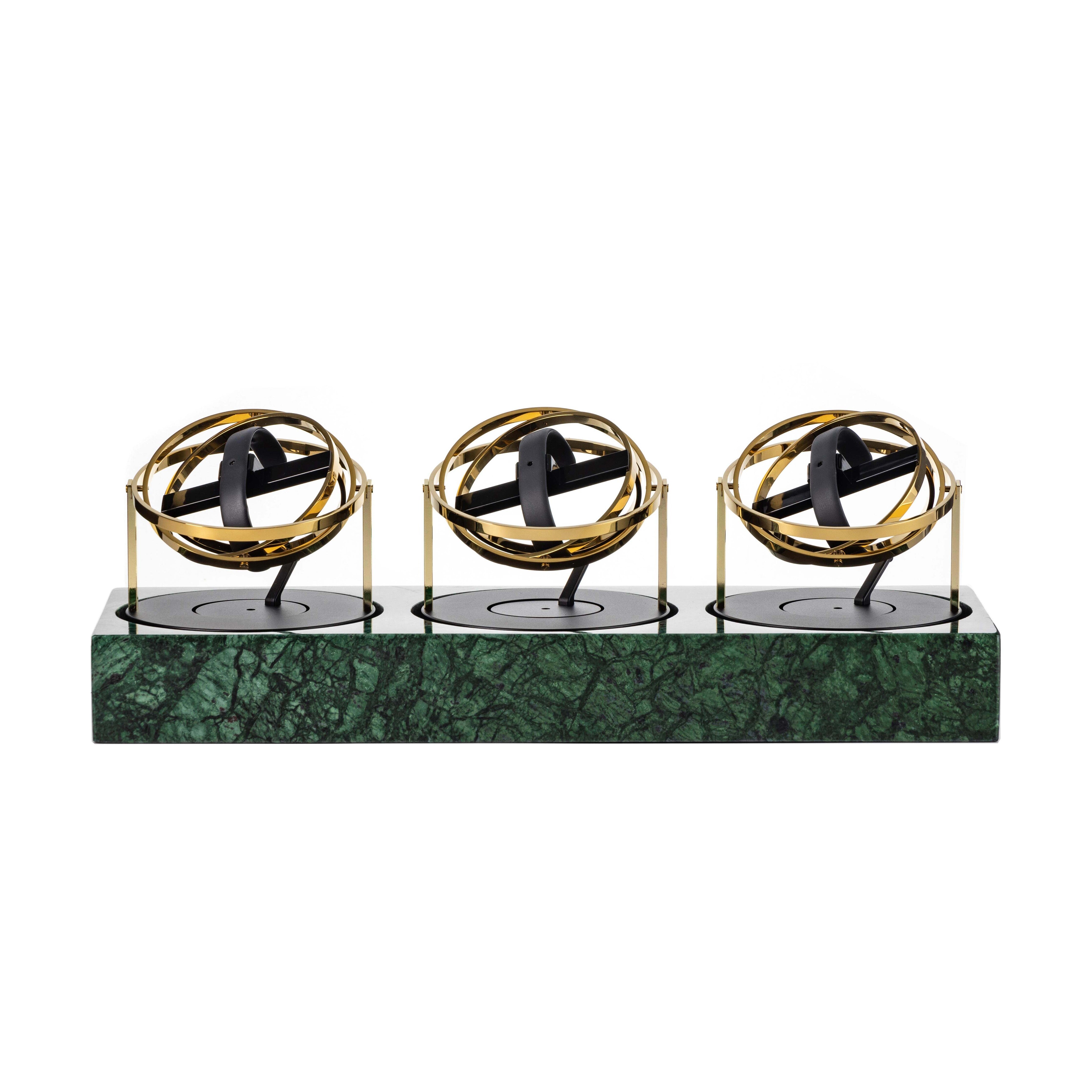 Triple Watch Winder - Astronomia X1 Gold - Green Marble Edition